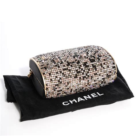 chanel swarovski crystal evening bag black gold|Chanel Crystal Bag .